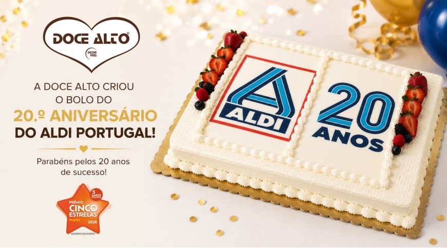 A Doce Alto criou o bolo do 20.º aniversário do ALDI Portugal ❤